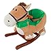 Rocking Horse Plush Animal on Wooden Rockers with Seat & Seat Belt and Sounds, Ride on Toy for Babies 1-3 Years, by Happy Trails - Brown (Renewed)