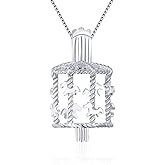 LGSY Carcousel Cage Pendants for Pearl Jewelry Making Sterling Silver, Design Cage Pendants for Women