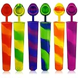 GLLBTPT 6 Pcs Popsicles Molds,Reusable Baby Silicone Popsicle Molds Multi Colors Ice Cream Mold Tray Ice Froze with Lids for 