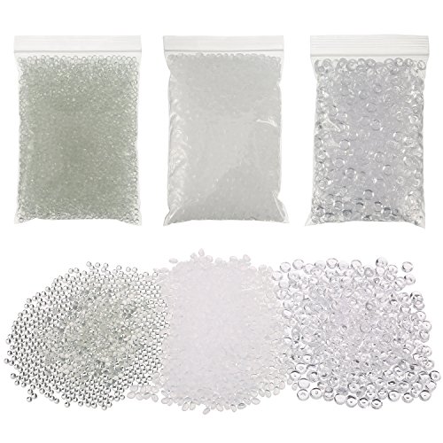 Shappy Fishbowl Beads and RiceBeads for Slime, Clear Plastic Vase Filler Bead for Crunchy Homemade Slime, Arts DIY Crafts, 3 Bags in 3 Styles