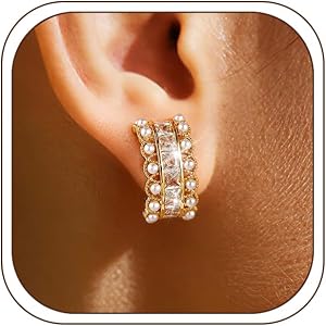 Awinesn Clip on Earrings for Women 14K Gold/Silver Plated Small Hoop Clip Earrings for Women Hypoallergenic Trendy CZ Non Pie