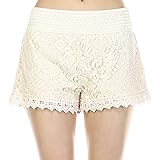 Fashionazzle Women's Casual Summer Beach Shorts with Lace Hem