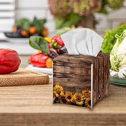 Talayituse Sunflower Wood Print Tissue Box Cover