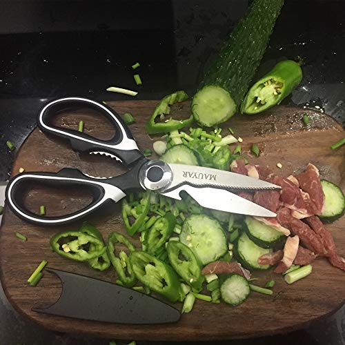 Kitchen Shears, Ultra Sharp Premium Heavy Duty Shears for Kitchen with Stainless Steel Blade and Multi Purpose Scissors for Chicken, Poultry, Fish, Meat, Vegetables, Herbs and BBQ by MAUYAR