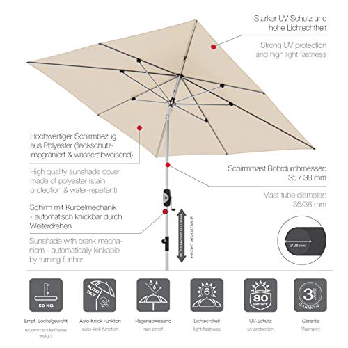Knirps Sonnenschirm AUTOMATIC – Quadratischer Kurbelschirm – Modernes Design – Starker UV-Schutz – 240x240 cm… – Bild 3
