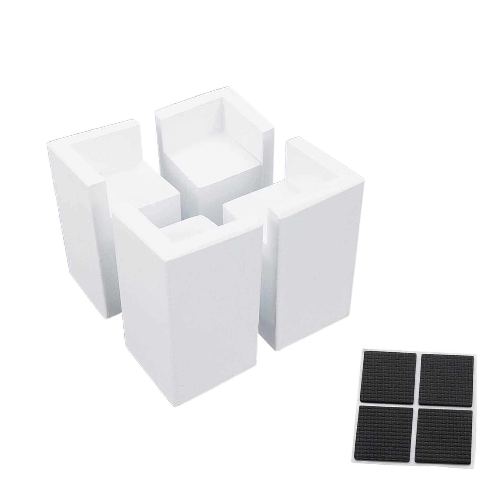 Photo 1 of Tsnamay White Painted Set of 4 Bed Risers Furniture Square Risers Wooden Solid Wood for DIY Painting Sofa Couch Chair Table Increase Legs 3.15 Inches