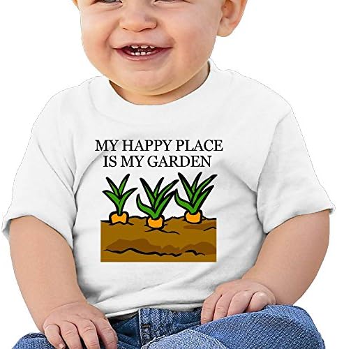 DIMANNU Infants T Shirts Toddlers Cotton Short Sleeves My Happy Place Is My Garden Unisex 6-24 Months