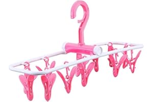 TOBBOMEY Foldable Laundry Drying Rack with Rust-Resistant Clips Compact Clip and Drip Hanger for Bras Hosiery