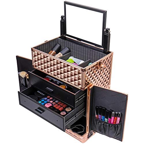 SHANY REBEL Series Pro Makeup Artists Rolling Train Case - Trolley Case - ROSE GOLD