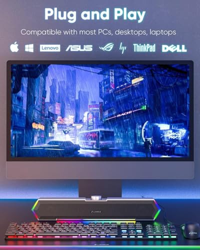 LENRUE G11 Computer Speakers for Desktop, Touch Lights PC Speakers with Surge Clear Sound, USB C/USB Powered for Computer Desktop PC Laptop Monitor（Black） (Black) (Black)
