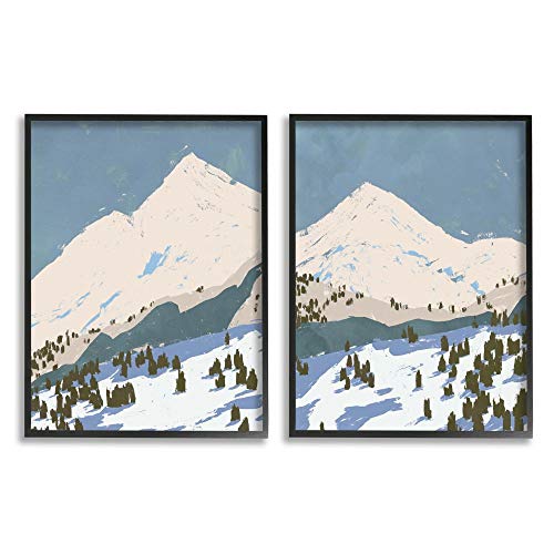 Stupell Industries Snowy Mountain Forest Landscape Calming Blue Peaks, Designed…
