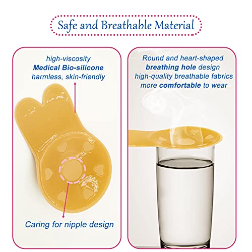 2 Pairs Invisible Adhesive Bra,Sticky Backless Strapless Bra,Push Up Large Breast Lift Nipple Covers for Women for C/D Cup