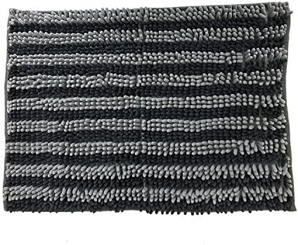 Dog Cat Pet Absorbent Microfiber Chenille Rug (24"x17", Charcoal/Grey)