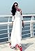 Desiraa Women Slim Flower Print A-Line Maxi Long Dress Large White