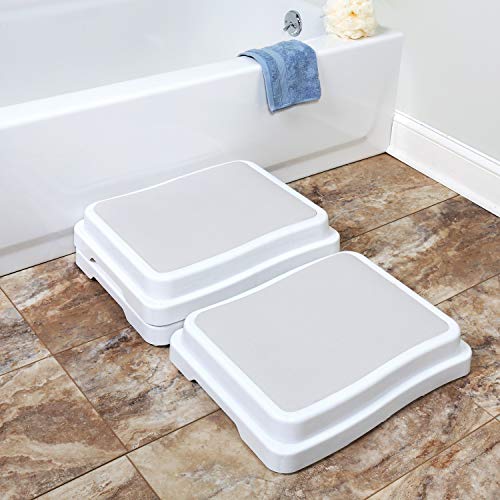 Support Plus Stackable Bath Steps - Slip-Resistant Safety Step Stools Platform for Bathroom and Household Use - Set of 3