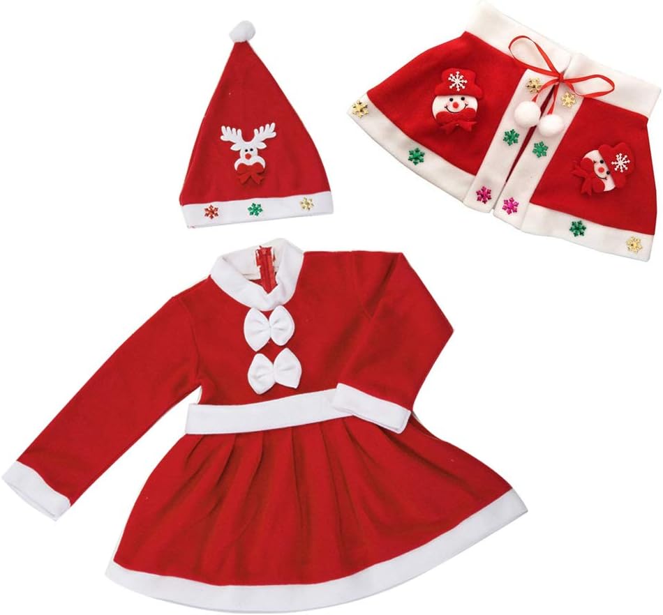 Amazon Co Jp Horara サンタ コスプレ ベビー キッズ クリスマス コスプレ衣装 子供 マント付き 帽子 ワンピースセット 女の子 3点セット 1cm ベビー マタニティ