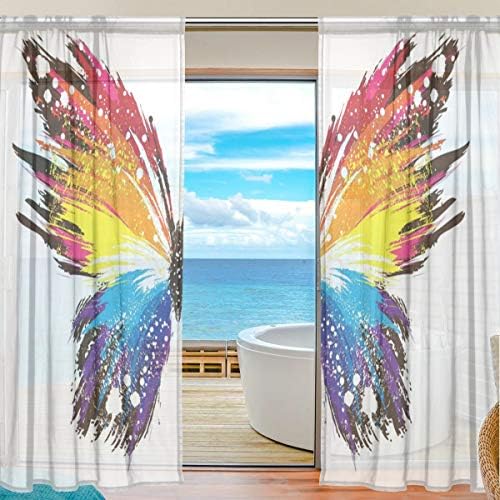 Denriera Bohemian Colorful Butterfly 2 Pieces Curtain Panel 55 x 78 inches for Bedroom Living Room