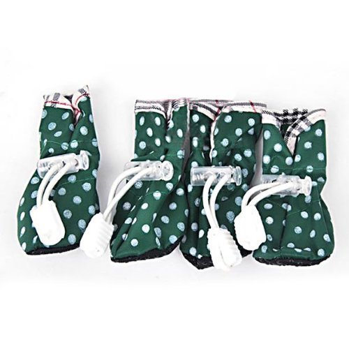 H:oter Green Wave Point Pet Boots--Antiskid & Waterproof, For Large-size Pet, Set Of 4, Outdoor Walking, Pet Supplies, Price/Set - XL