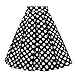 Girstunm Women's Pleated Vintage Skirt Floral Print A-line Midi Skirts with Pockets Black-White-Dot S