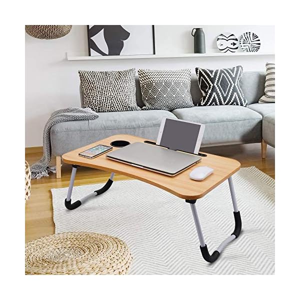 Foldable-Laptop-Bed-Table-Lap-Desk-Stand-Serving-Tray-Dining-Table-with-Slot-Notebook-Stand-Holder-Bed-Tray-Laptop-Desk-for-Eating-Breakfast-Working-Watching-Movie-on-BedCouchSofaFloor Foldable Laptop Bed Table Lap Desk Stand, Serving Tray Dining Table with Slot, Notebook Stand Holder, Bed Tray Laptop…
