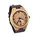 Viable Harvest Men’s Wood Watch, Unique Sundial Design, Natural Bamboo , Genuine Leather and Gift Box (Black)