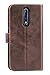 Mulbess Vintage-Style Leather Wallet Case,Flip Cover with Magnetized Closure, Card Slots Money Pouch and Stand Feature for Nokia 8,Coffee Brown