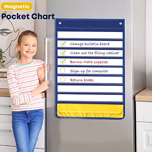 Pocket Chart for Classroom with 10 Dry Erase Cards Standard