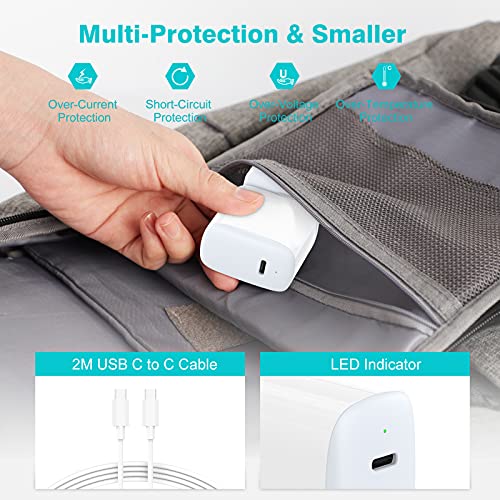 30W USB C Charger Compatible witch MacBook air 13 12 inch, iPad Pro 13, 12.9, 11 inch 2024 2023 2022 2021 2020 2019 M4 M2 M1, iPad Air 5 4, Mini 6, iPad 10, iPhone 15, Pixel 8 7, 2M/6.6FT USB-C Cable