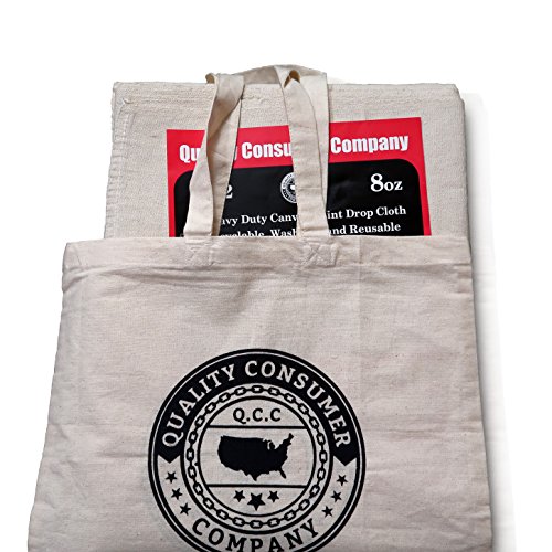 All Purpose 100% 4 x 12 Cotton Canvas Drop Cloth By Q.C.C -This size Includes a Complimentary TOTE BAG to carry your Drop Cloth / Eco friendly and Every Contractor's choice.