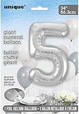 Unique Silver Number 5 Shaped Large Foil Balloon 86cm view 2