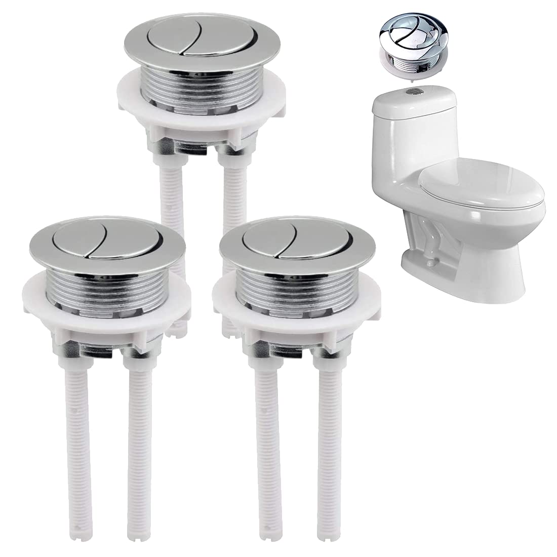 ericotry 3PCS Toilet Flush Button Switch Dual Push Button Toilet Water Tank Button for Bathroom Repair Toilet Closestool Cistern Replacement Accessories