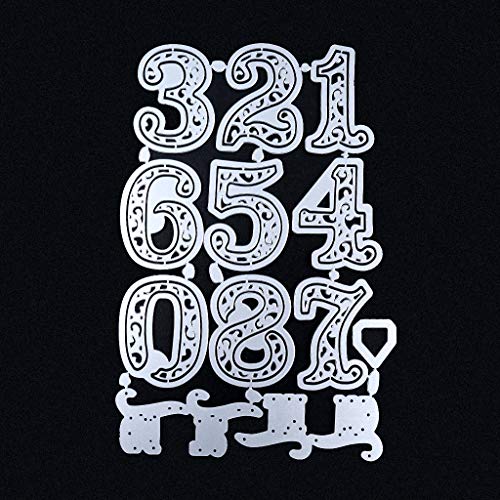 Conleke Lace Numbers Cutting Die Flower Shape Embossing Dies Carbon Steel Die Cuts Stencils for DIY Scrapbooking Album Paper Card Template Making Craft Decoration(10 Number)