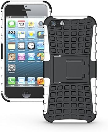 iPhone 5S Case, iPhone SE Case, Xbows [Rugged Wave] Slim Durable Protective Shockproof Case Built-in Kickstand for Apple iPhone 5/5S/SE (White)