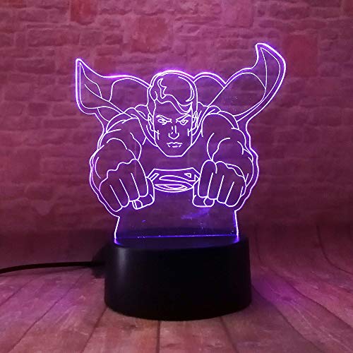 7 Color Changing Night Lamp 3D Atmosphere Bulbing Light 3D Visual Illusion LED Lamp for Kids Toy Christmas Birthday Gifts (Superman) - Thumbnail 6