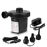 mixigoo Electric Air Pump Portable Inflator Pump Deflator Pump Quick-fill Air Pump with 3 Nozzles for Inflatable Deflating Airbed Mattress Sofa Swimming Float Pool Rafts Boat Toys AC 110-240V