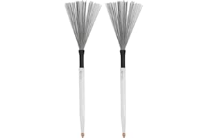 RITOEASYSPORTS 1 Pair Drum Stick Brushes,Dual Purpose Steel Wire Drum Wire Brushes with Maple Wooden Handle for , Jazz Folk,Drummers,Beginners, Students(White) Performance Accessory