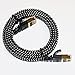 Tera Grand - 3FT - CAT7 10 Gigabit Ethernet Ultra Flat Patch Cable for Modem Router LAN Network - Braided Jacket, Gold Plated Shielded RJ45 Connectors, Faster Than CAT6a CAT6 CAT5e, Black & White