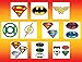 DC Comics Logo Temporary Tattoos (Set of 10 Sheets)(Includes Superman Wonder Woman, Batman, Green Lantern, and The Flash)
