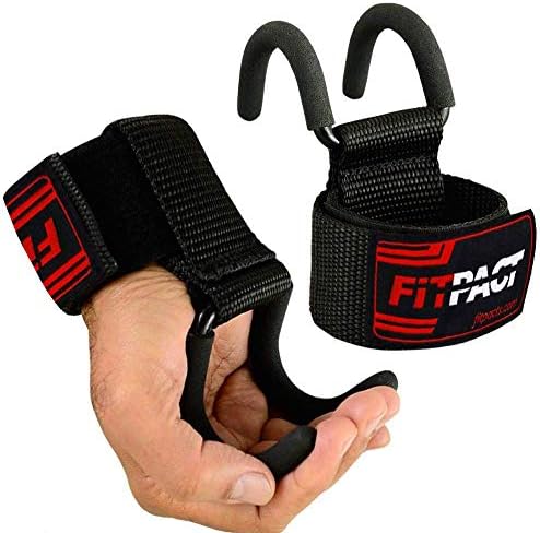 FITPACT Weight Lifting Hooks Heavy Duty Straps Neoprene Padded Wrist Wraps Heavy Duty Steel Power Training Gym Grips Wrist Support(Sold in Pair)