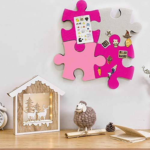 MCLEULLA Felt Bulletin Cork Board Tiles, 4 pcs Colorful Puzzle Wall Stickers