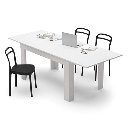 Mobili Fiver, Ausziehtisch Küche, Easy, Esche weiß, 140 x 90 x 77 cm