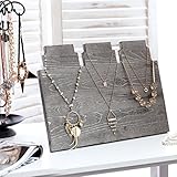 MyGift Distressed Gray Wood Multi-Tiered Necklace Display Stand