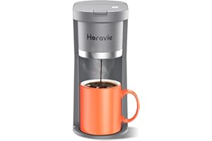 Horavie Small Single Serve Coffee Maker, 2 in 1 Fast Brew One Cup Coffee Machine, 6 to 12 oz. Brew Sizes, Capsule Coffee Machine with Descaling Reminder, Fits 5.5" Mug, Grey