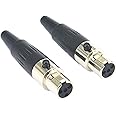 onelinkmore Mini XLR TA4F 4Pin Female Audio Connector Microphone Cable Socket Adapter Mini XLR Jack,4 Pin for Pro Microphones Pack of 2