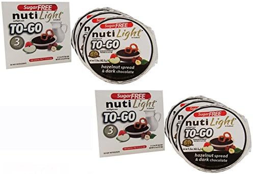 Nutilight TO-GO - Sugar Free - Hazelnut Spread & Dark Chocolate - 2 Boxes of 3 (1.5 oz) cups each