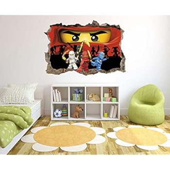 Ninjago Spinjitzu Master Series - 3D Smashed Wall Effect - Wall Decal for Home Nursery Decoration (Wide 20