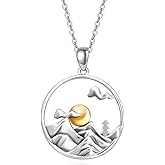 CUOKA MIRACLE Mountain Necklace For Women Men S925 Sterling Silver Mountain Necklaces Nature Mountain Necklaces Mountain Jewelry Gifts For Hikers Climbers Nature Lover