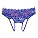 CISSETINA Women's Sexy Lace Embroidered T-back G-string Crotchless Thong Panties, A0020-Royal Blue, One Size