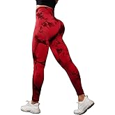 Leggings for Women, Butt Lifting, Tie-Dye Red, Compression Fit