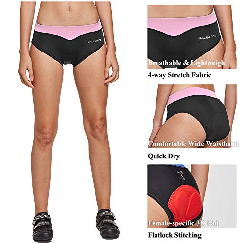 BALEAF Women's Cycling Underwear 3D Padded Bike Shorts Quick Dry Lightweight Pink line Size L